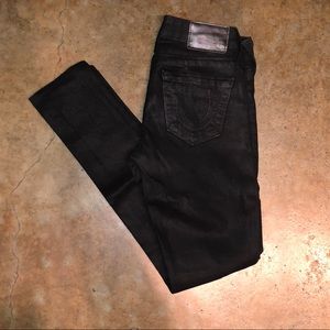 True Religion Black Waxed Denim Jeans 